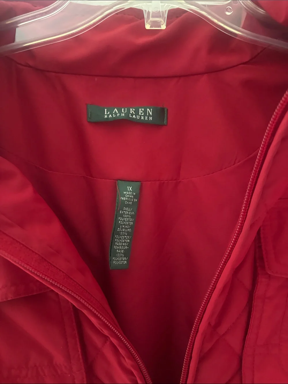 Ralph Lauren Bright Red Diamond Quilted Ski Jacket. LRL In All 5 Hardware Pieces